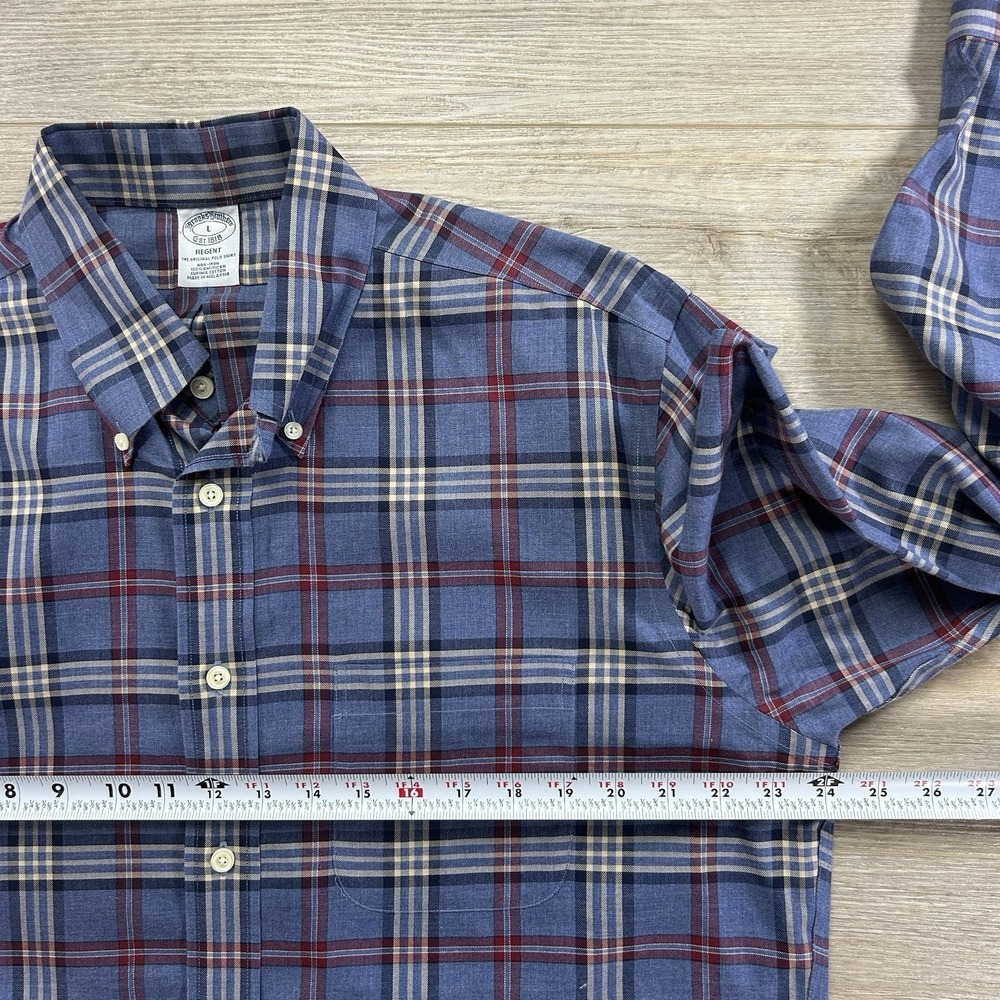 Brooks Brothers 1818 Men's Sz L Shirt Regent Tartan Plaid 100% Supima Cotton - Picture 6 of 9